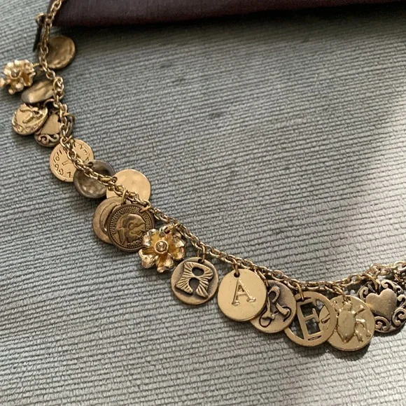 Gold Tone Chain Link Charm Necklace - Picture 3 of 4